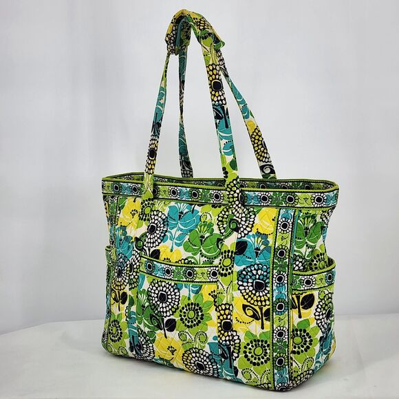 Vera Bradley Retired Limes Up Green Large Weekender Get Going Tote Bag RARE - Picture 2 of 11